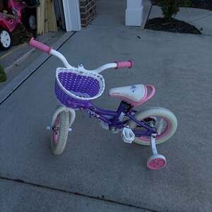 JOYSTAR Angel Girls 12-Inch Kids Bike with Training Wheels and Woven Basket